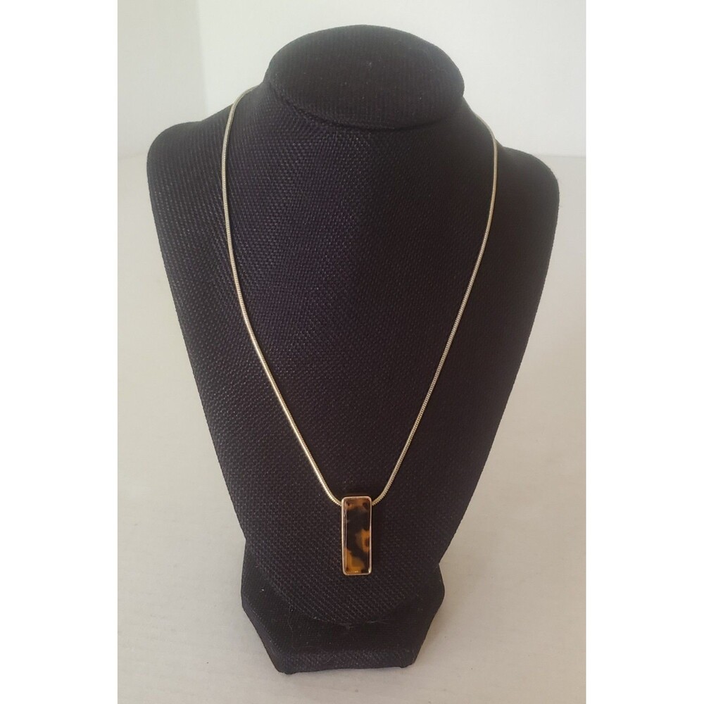 Anne Klein 19" Gold Tone Tortoise Shell Pendant Necklace